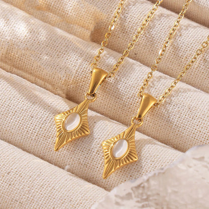 Cat's Eye Necklace Gold 05 Cross Chain 40+5cm + 4*11mm Rectangular Tag 8.9*18.8+4*7.5mm Seed Clasp Stone 3*4.8mm