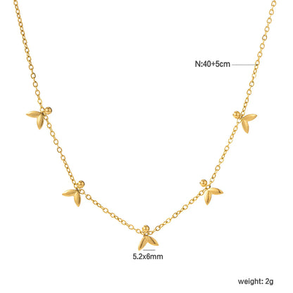 5 Fishtail Necklace Gold 04 Cross Chain 40+5cm + 3*10mm Teardrop Pendant Accessories: 2.5mm Round Beads + 5*3mm Fishtail