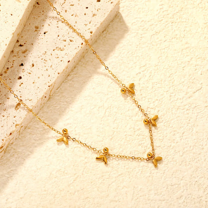 5 Fishtail Necklace Gold 04 Cross Chain 40+5cm + 3*10mm Teardrop Pendant Accessories: 2.5mm Round Beads + 5*3mm Fishtail