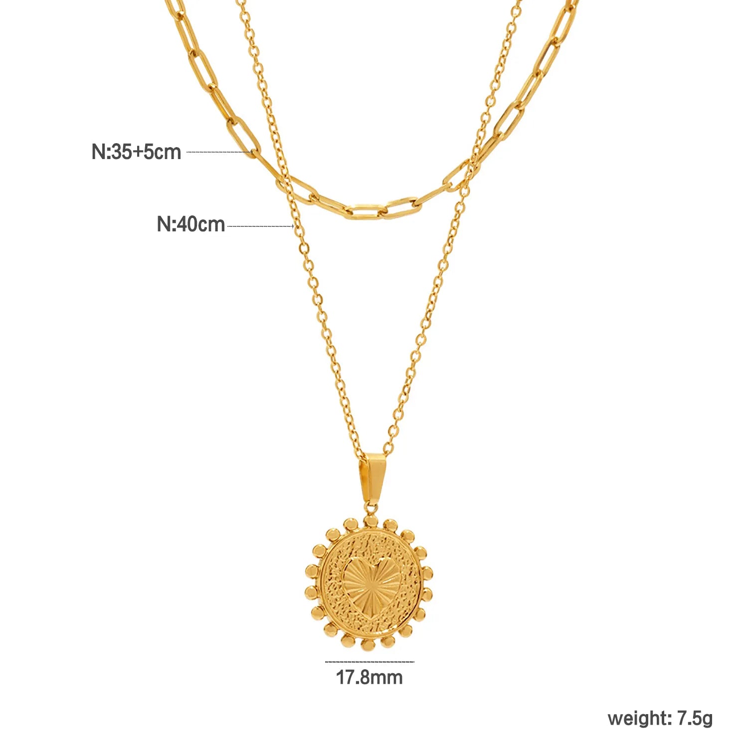 Gold 05 Cross Chain 40cm + 2.4*6.8cm Long Cross 35cm + 5cm + 4.5*8.6cm Oval Tag Pendant 17.8mm + 3*7mm Seed Clasp - Asonjewelry