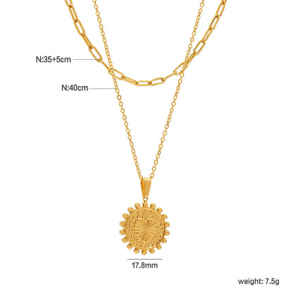 Gold 05 Cross Chain 40cm + 2.4*6.8cm Long Cross 35cm + 5cm + 4.5*8.6cm Oval Tag Pendant 17.8mm + 3*7mm Seed Clasp - Asonjewelry