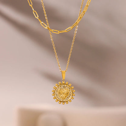 Gold 05 Cross Chain 40cm + 2.4*6.8cm Long Cross 35cm + 5cm + 4.5*8.6cm Oval Tag Pendant 17.8mm + 3*7mm Seed Clasp - Asonjewelry