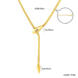 5.9*14mm snake tail, 7.5*18mm snake head, 4mm flat snake chain, 50+5cm+6mm round tail label, sweater chain, golden color asonjewelry