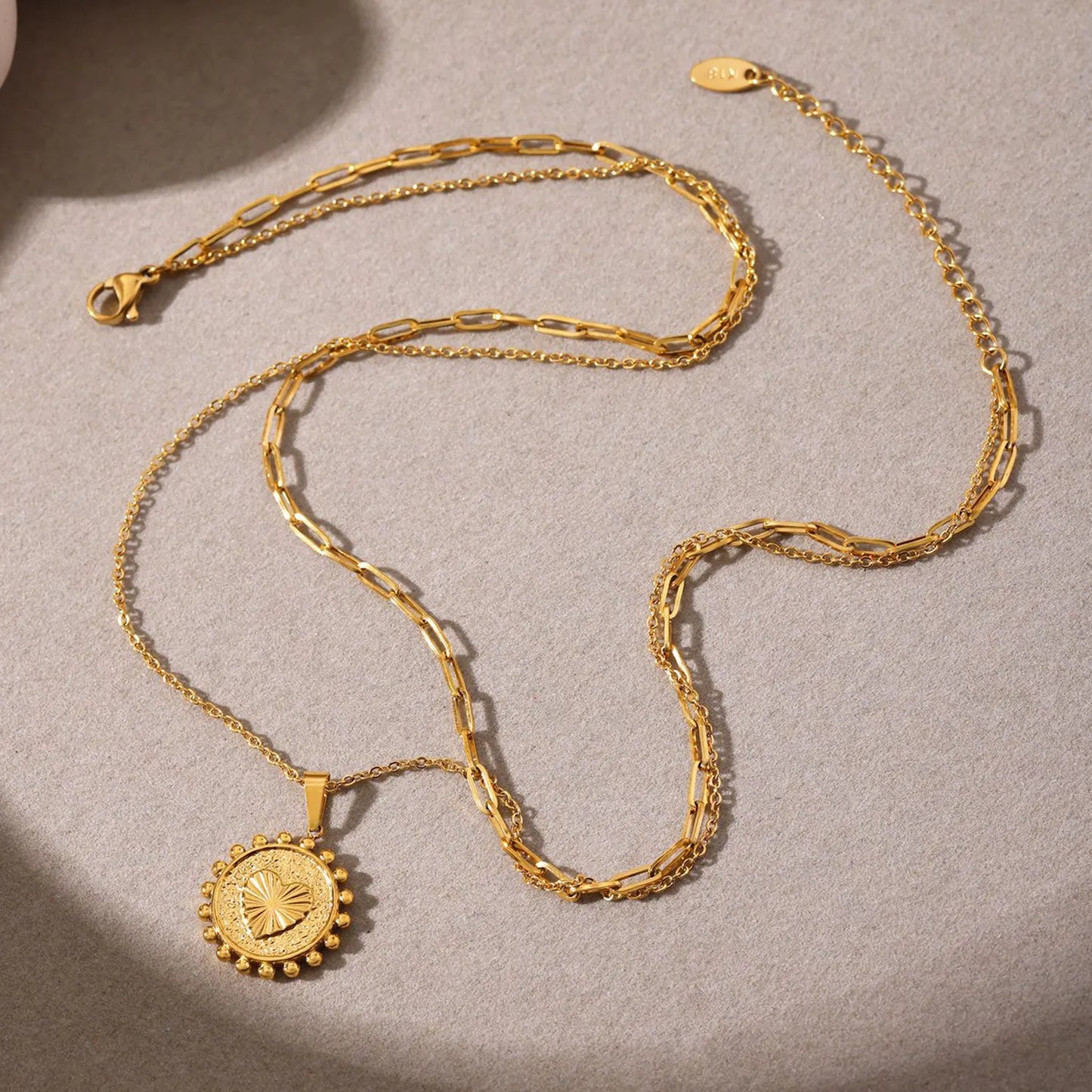 Gold 05 Cross Chain 40cm + 2.4*6.8cm Long Cross 35cm + 5cm + 4.5*8.6cm Oval Tag Pendant 17.8mm + 3*7mm Seed Clasp - Asonjewelry