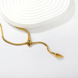 5.9*14mm snake tail, 7.5*18mm snake head, 4mm flat snake chain, 50+5cm+6mm round tail label, sweater chain, golden color asonjewelry