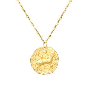 20.5*21.5mm constellation pendant with 0.4 side-mounted gemstone chain, 40+5cm+6mm round tail tag, necklace, gold color asonjewelry