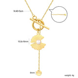 15.8*16mm irregular lotus petal-shaped pearl, 2mm cross chain, 40+5cm+6mm round tail label OT clasp necklace, gold color asonjewelry