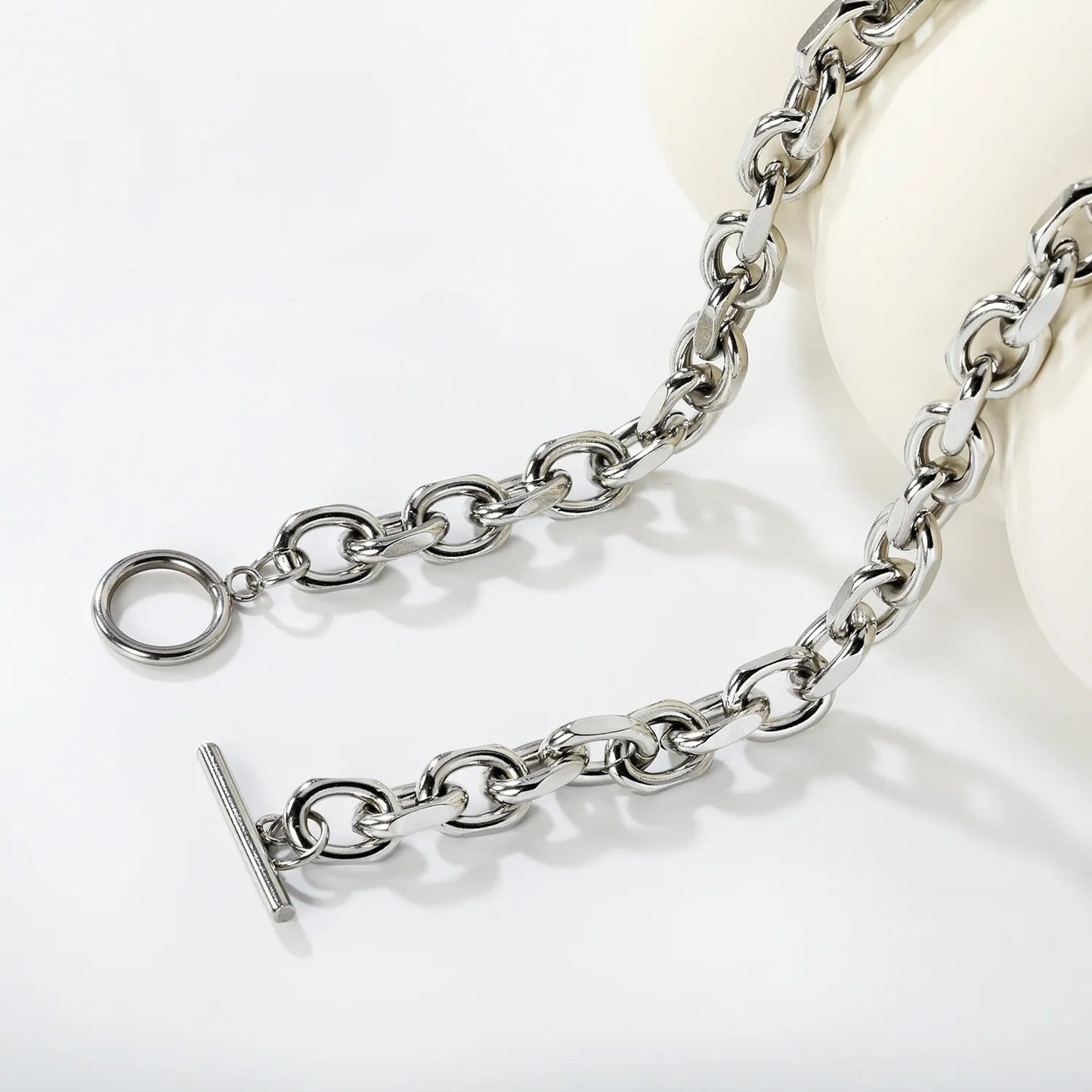 Stainless Steel Gold Cuban Link Chain Necklace 55cm Length No OT Clasp Fashion Simple Classic Versatile Daily Wear Chain Jewelry asonjewelry