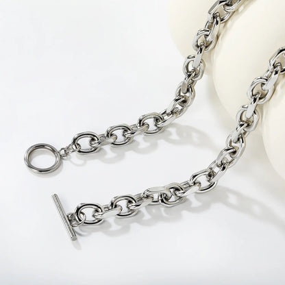 Stainless Steel Gold Cuban Link Chain Necklace 55cm Length No OT Clasp Fashion Simple Classic Versatile Daily Wear Chain Jewelry asonjewelry