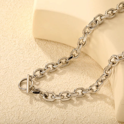 Stainless Steel Gold Cuban Link Chain Necklace 55cm Length No OT Clasp Fashion Simple Classic Versatile Daily Wear Chain Jewelry asonjewelry