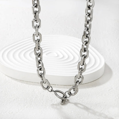 Stainless Steel Gold Cuban Link Chain Necklace 55cm Length No OT Clasp Fashion Simple Classic Versatile Daily Wear Chain Jewelry asonjewelry