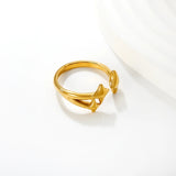 13mm high, three lucky stars, open ring, steel/ golden color, #7 asonjewelry