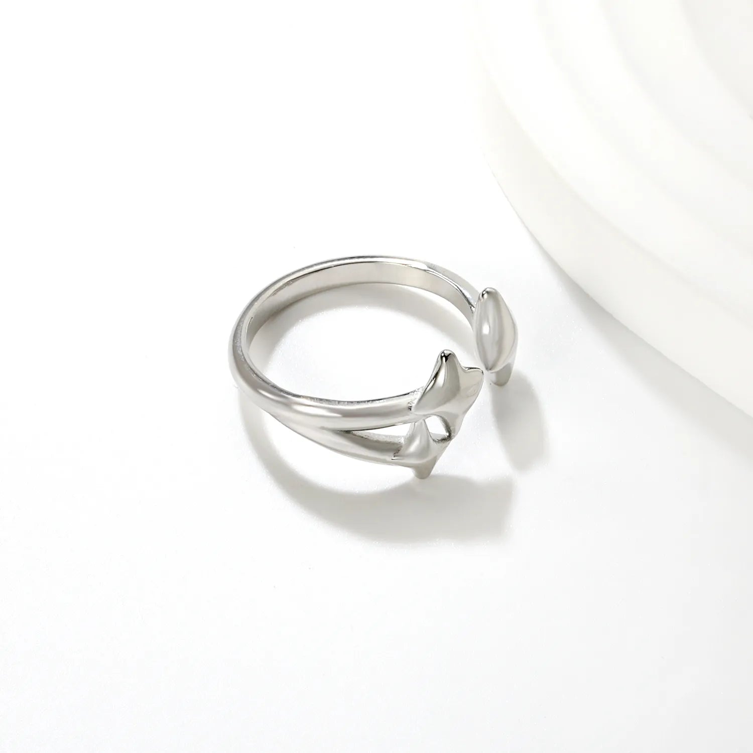 13mm high, three lucky stars, open ring, steel/ golden color, #7 asonjewelry