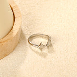 13mm high, three lucky stars, open ring, steel/ golden color, #7 asonjewelry