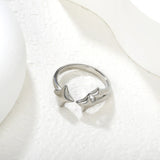 13mm high, three lucky stars, open ring, steel/ golden color, #7 asonjewelry