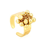 9.4mm high, color-matched French-style fringed round bead open ring, steel color, interwoven gold