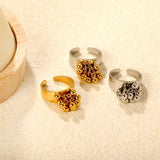 9.4mm high, color-matched French-style fringed round bead open ring, steel color, interwoven gold asonjewelry