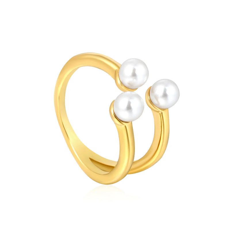 Freshwater Pearl Open Ring Steel Gray Gold - Asonjewelry