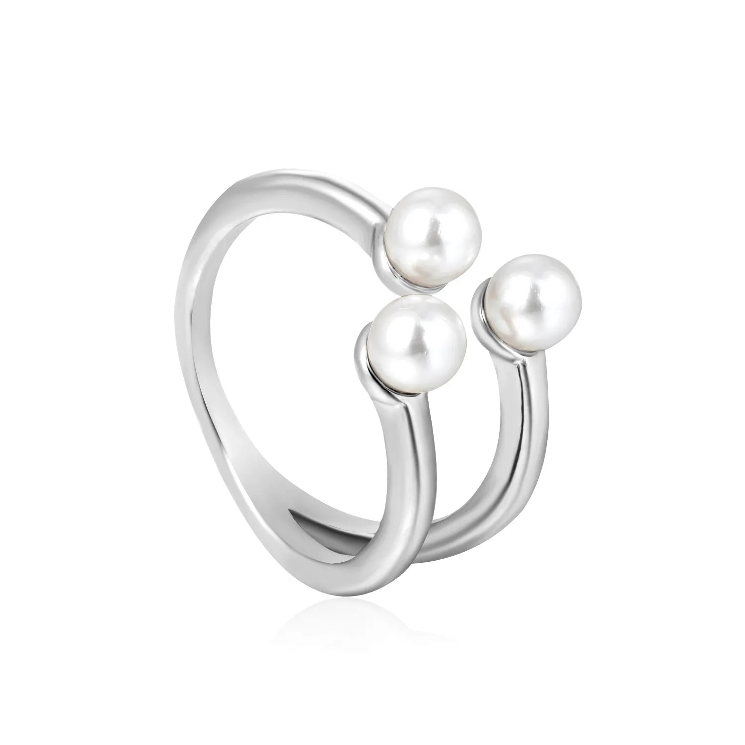 Freshwater Pearl Open Ring Steel Gray Gold - Asonjewelry