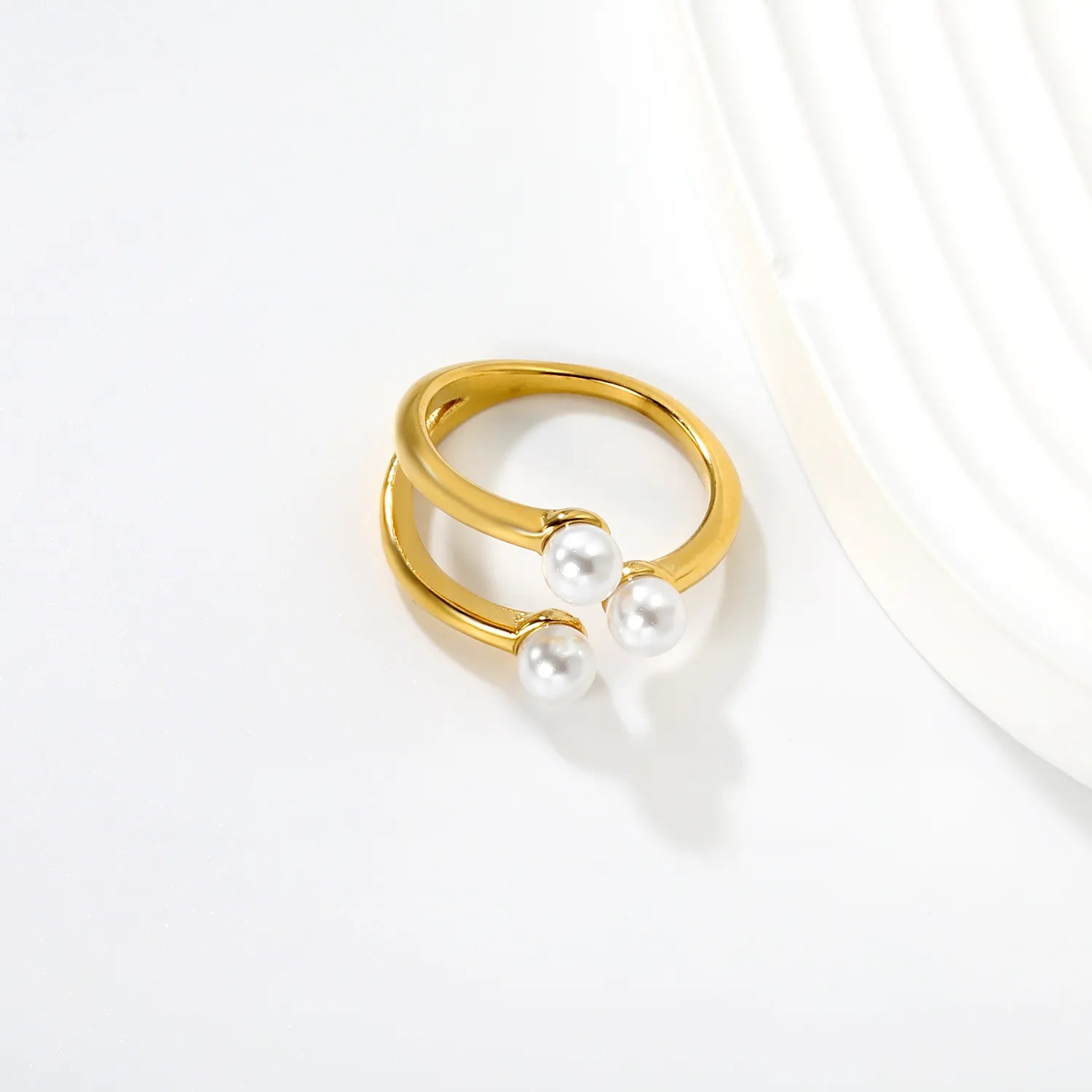 Freshwater Pearl Open Ring Steel Gray Gold - Asonjewelry