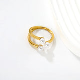 Freshwater Pearl Open Ring Steel Gray Gold - Asonjewelry