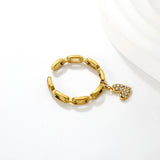 3.1mm high star/eye/heart-shaped/CNC white zircon cross pendant with white diamonds, open ring, gold #7 asonjewelry