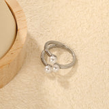 Freshwater Pearl Open Ring Steel Gray Gold - Asonjewelry