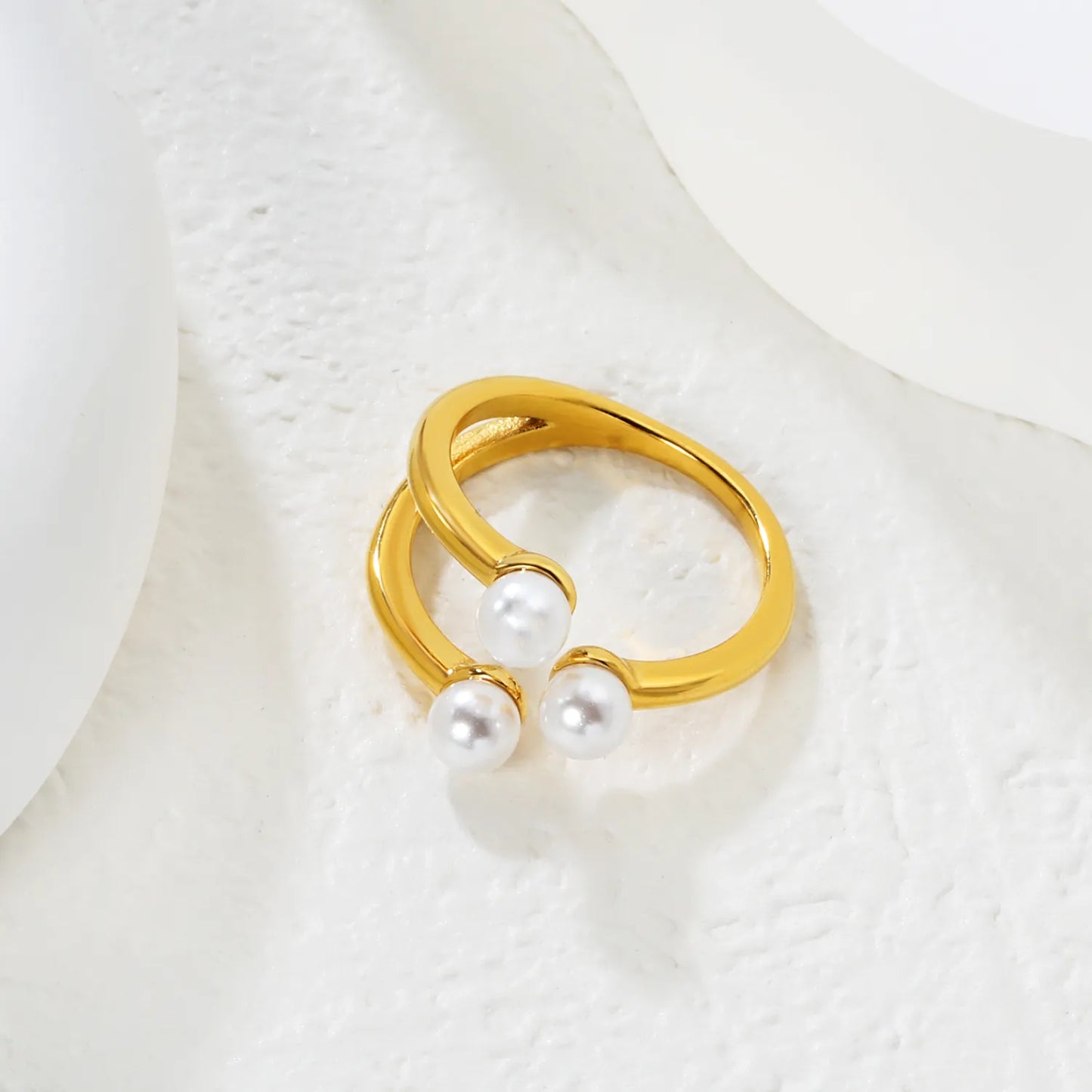 Freshwater Pearl Open Ring Steel Gray Gold - Asonjewelry