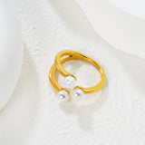 Freshwater Pearl Open Ring Steel Gray Gold - Asonjewelry