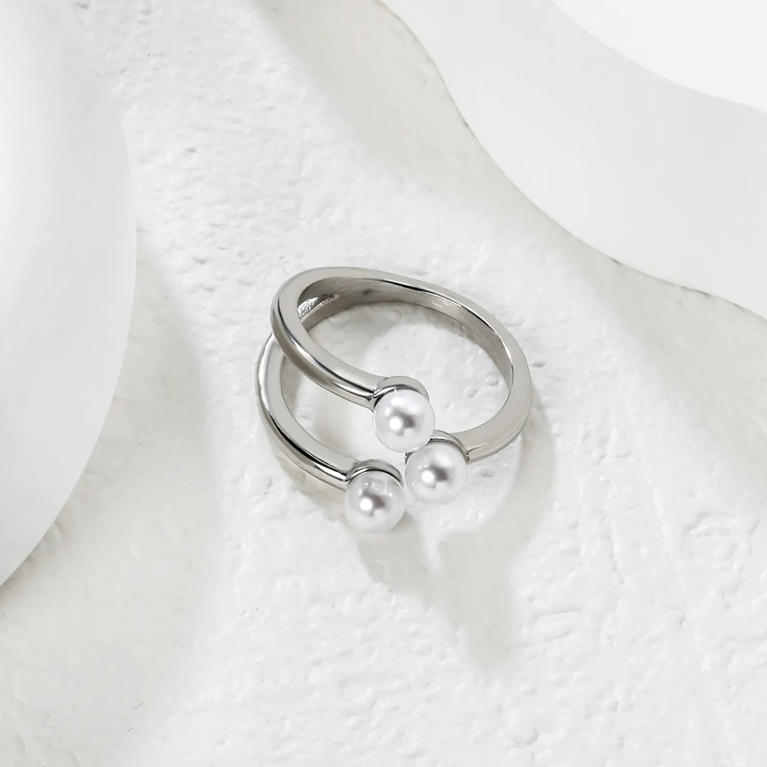 Freshwater Pearl Open Ring Steel Gray Gold - Asonjewelry