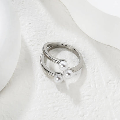 Freshwater Pearl Open Ring Steel Gray Gold - Asonjewelry