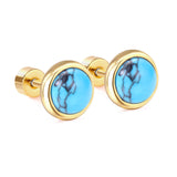 12 pairs 4mm/6mm/8mm Steel Color/Gold Turquoise Screwback Earrings