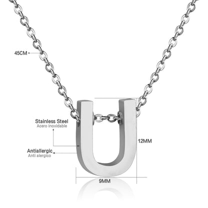 ASON Delicate Classic Style Initial 26 Letters Alphabet Chain Pendant Necklace Stainless Steel Color Jewelry Chokers asonjewelry