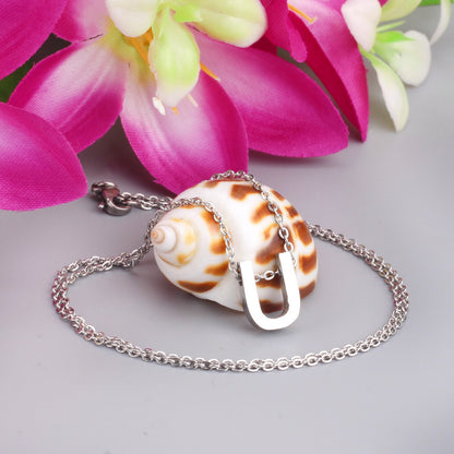 ASON Delicate Classic Style Initial 26 Letters Alphabet Chain Pendant Necklace Stainless Steel Color Jewelry Chokers asonjewelry