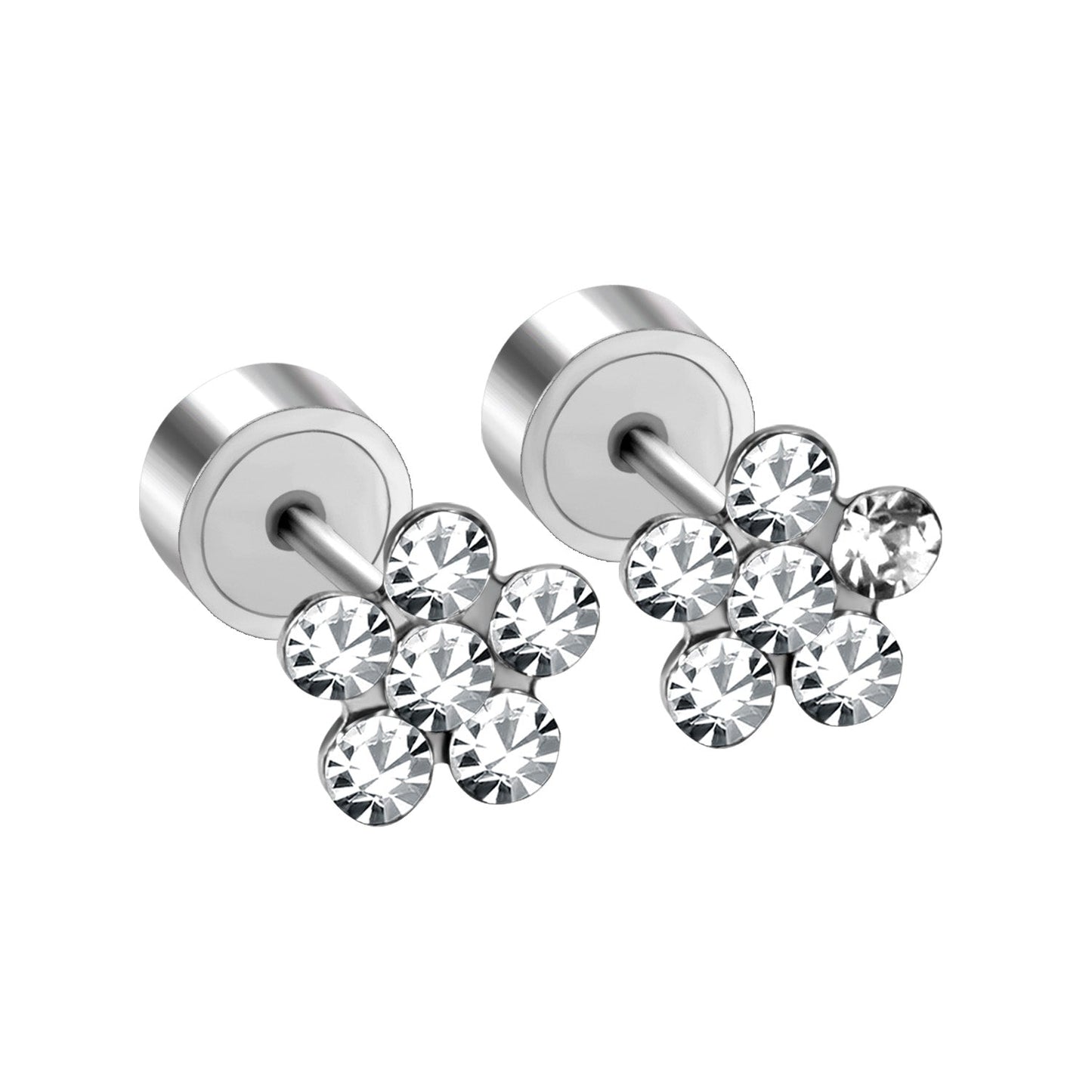 Steel Tap Plugs Colored & White Diamond Stud Earrings asonjewelry