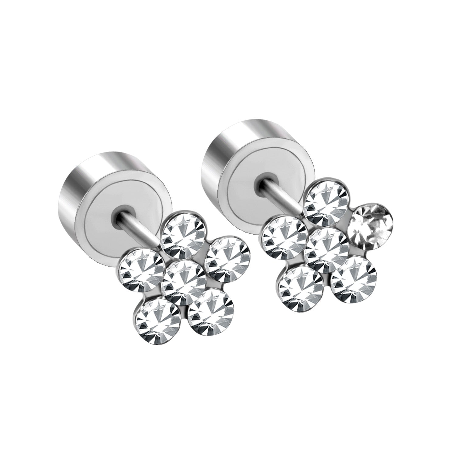 Steel Tap Plugs Colored & White Diamond Stud Earrings asonjewelry