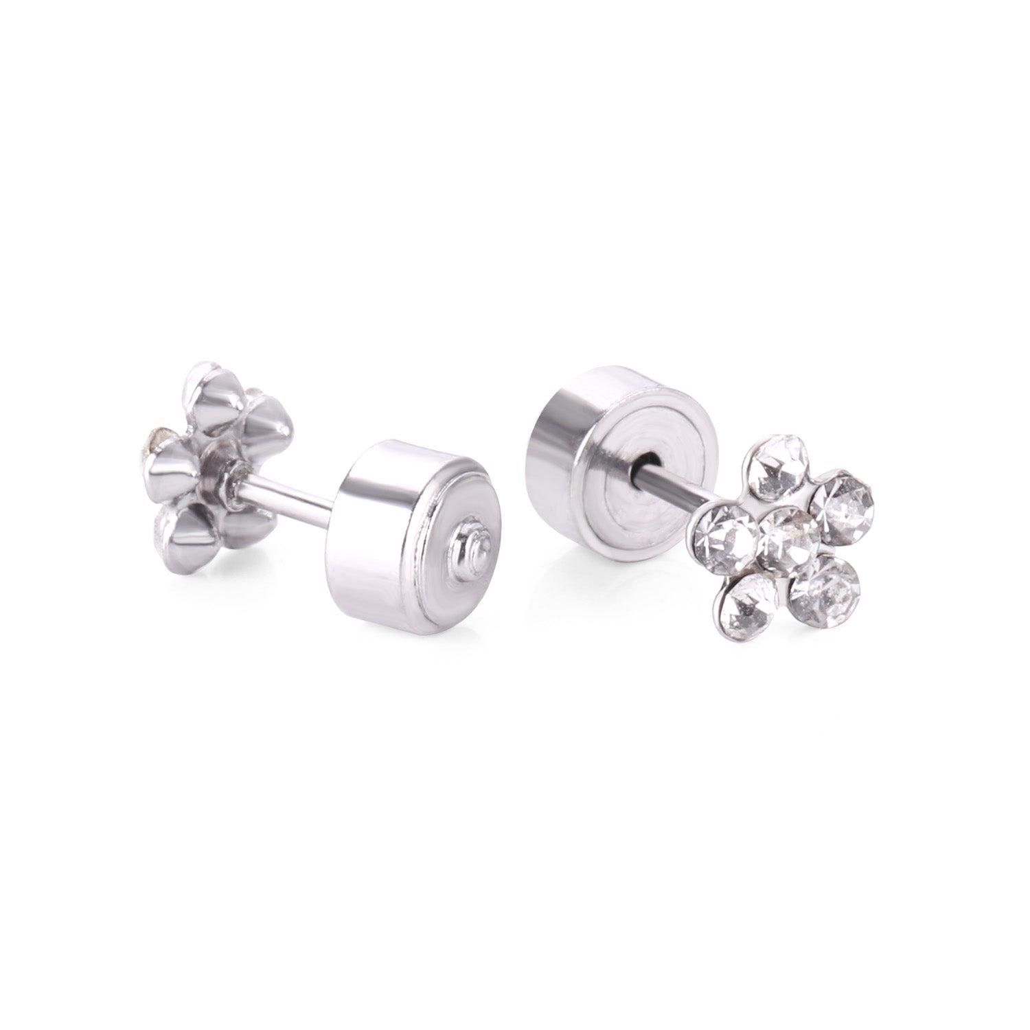 Steel Tap Plugs Colored & White Diamond Stud Earrings asonjewelry