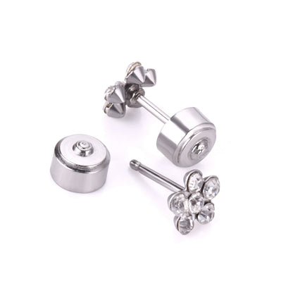 Steel Tap Plugs Colored & White Diamond Stud Earrings asonjewelry