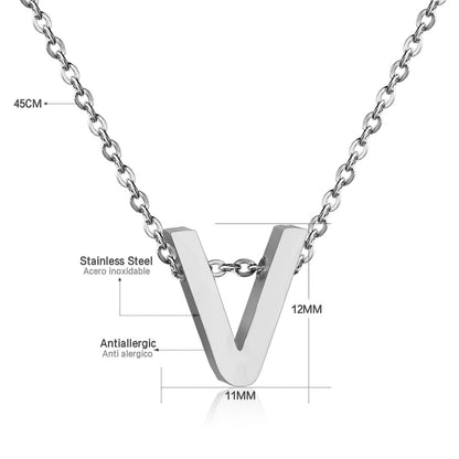 ASON Delicate Classic Style Initial 26 Letters Alphabet Chain Pendant Necklace Stainless Steel Color Jewelry Chokers asonjewelry