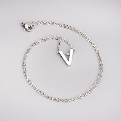 ASON Delicate Classic Style Initial 26 Letters Alphabet Chain Pendant Necklace Stainless Steel Color Jewelry Chokers asonjewelry