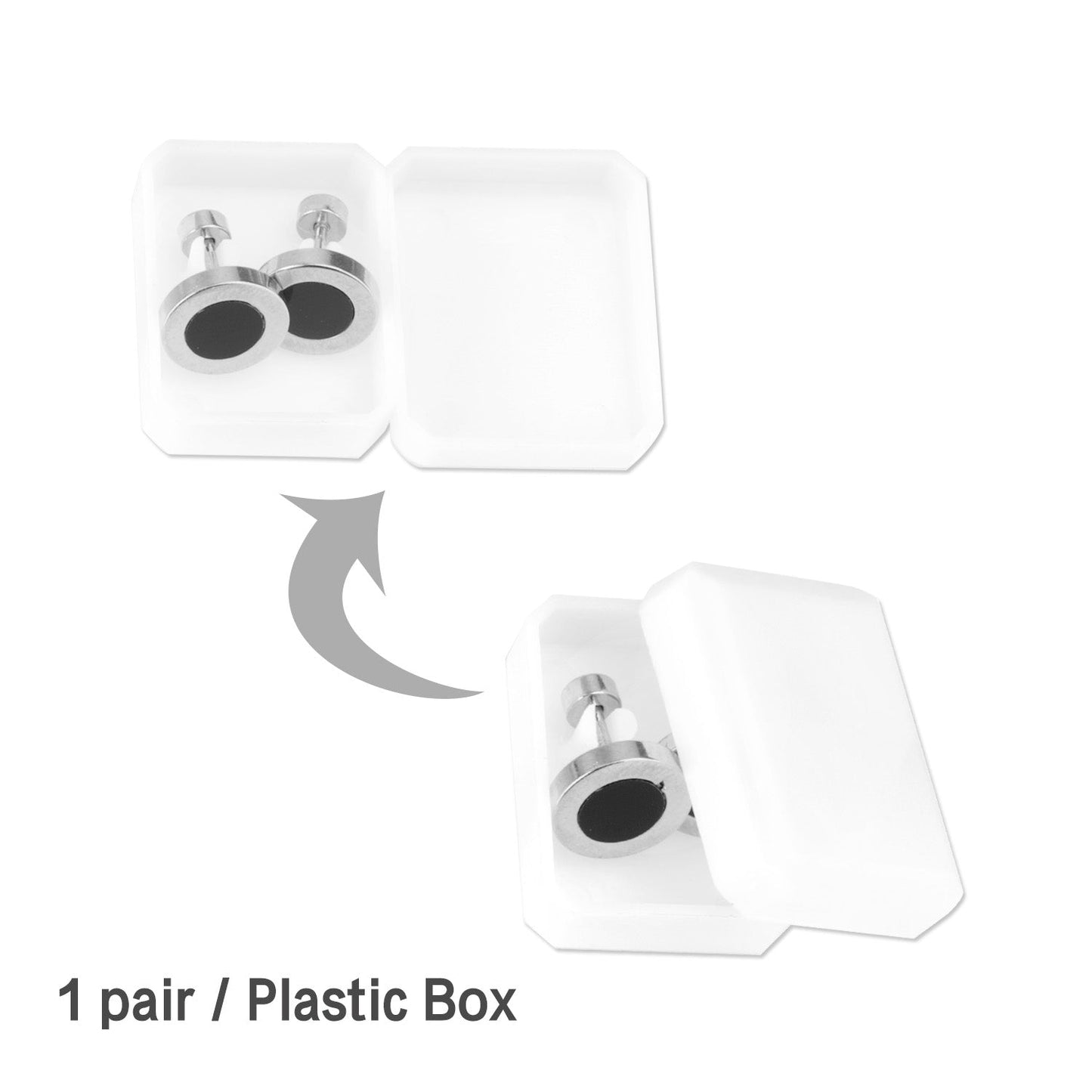 12 pairs 6mm/10mm/golden steel colored cylindrical white/black shell screw plugs asonjewelry