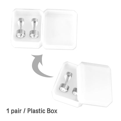 3mm~6mm Steel & Gold Cylindrical White Diamond Screw Plugs asonjewelry