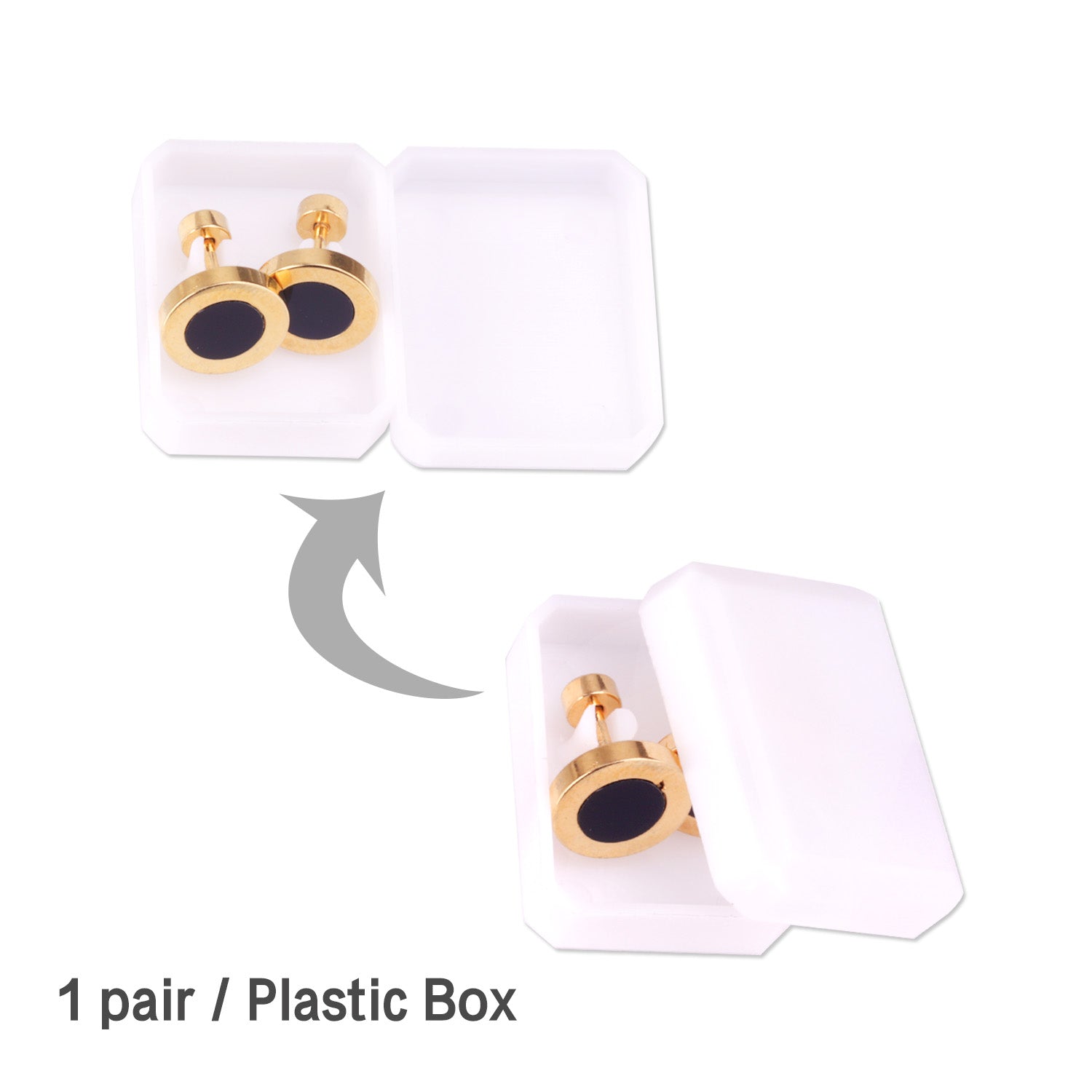 12 pairs 6mm/10mm/golden steel colored cylindrical white/black shell screw plugs asonjewelry