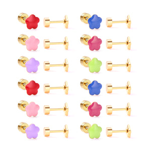 12 pairs steel/plum color mix stud earrings