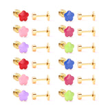 12 pairs steel/plum color mix stud earrings