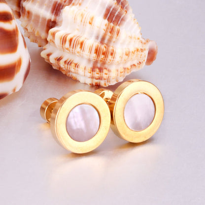 12 pairs 6mm/10mm/golden steel colored cylindrical white/black shell screw plugs asonjewelry