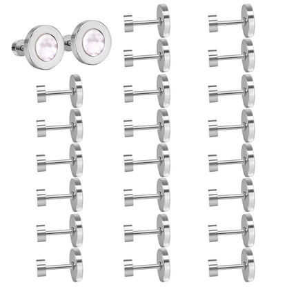 12 pairs 6mm/10mm/golden steel colored cylindrical white/black shell screw plugs asonjewelry