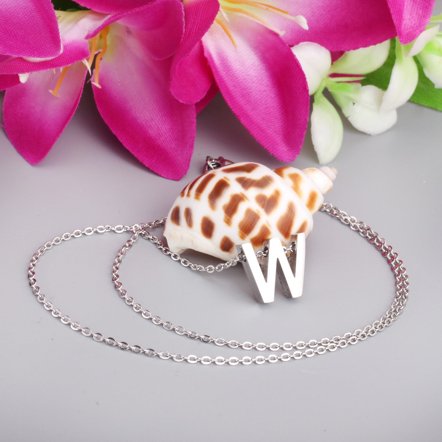 ASON Delicate Classic Style Initial 26 Letters Alphabet Chain Pendant Necklace Stainless Steel Color Jewelry Chokers asonjewelry