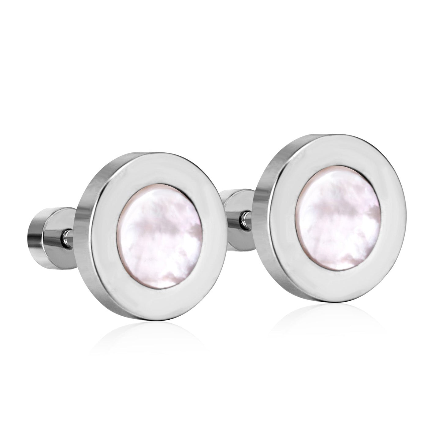 12 pairs 6mm/10mm/golden steel colored cylindrical white/black shell screw plugs asonjewelry