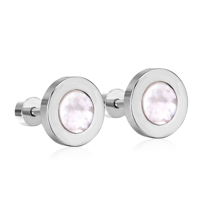 12 pairs 6mm/10mm/golden steel colored cylindrical white/black shell screw plugs asonjewelry